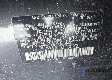 2019 Subaru Forester Sport from USA, damaged, VIN JF2SKAJC7KH430969